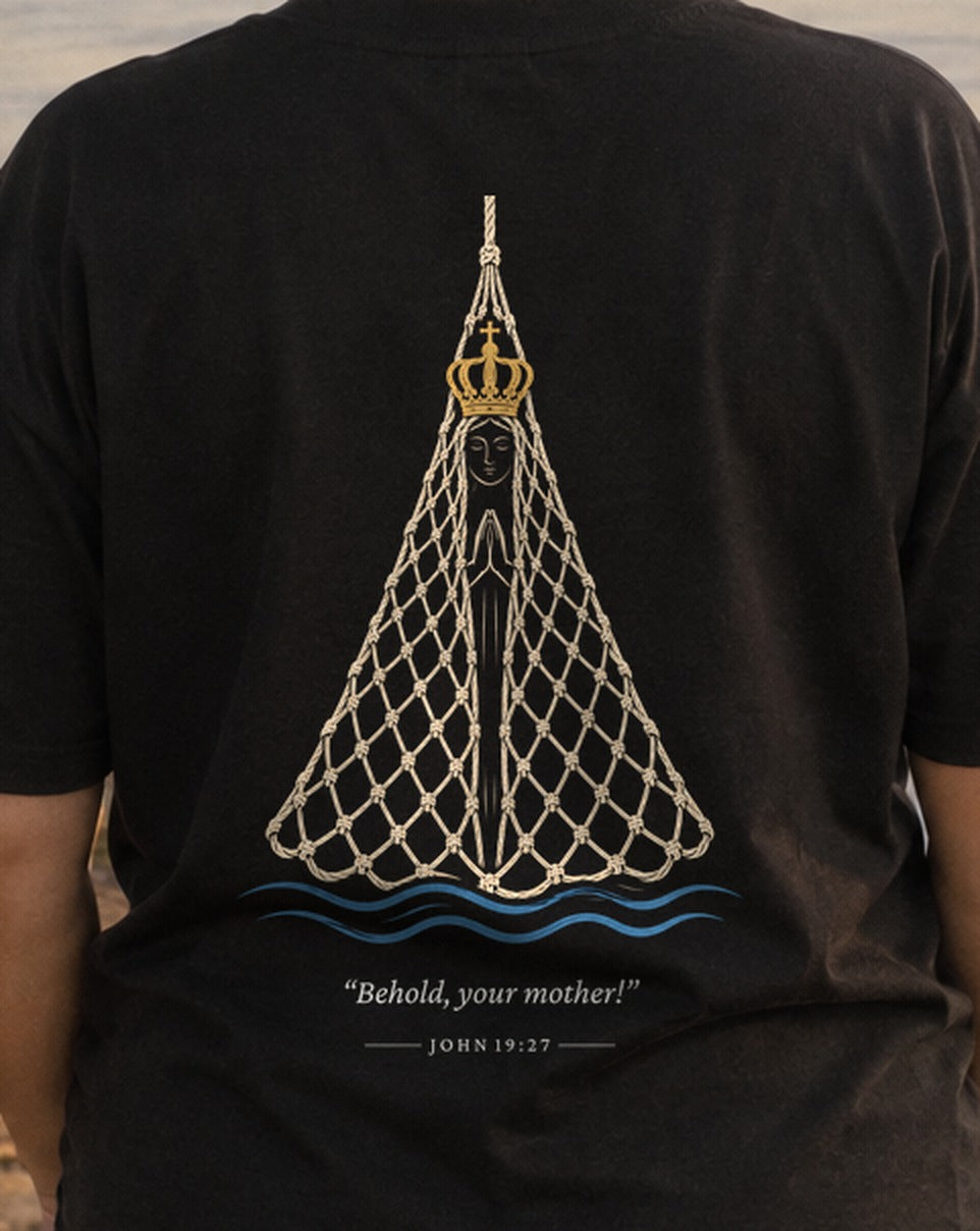 Aparecida in the Net tee, close-up of the back print
