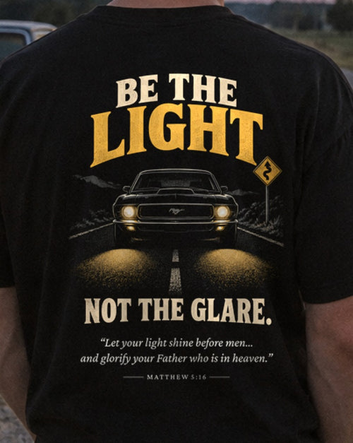 Be the Light High Beams tee, close-up of the back print