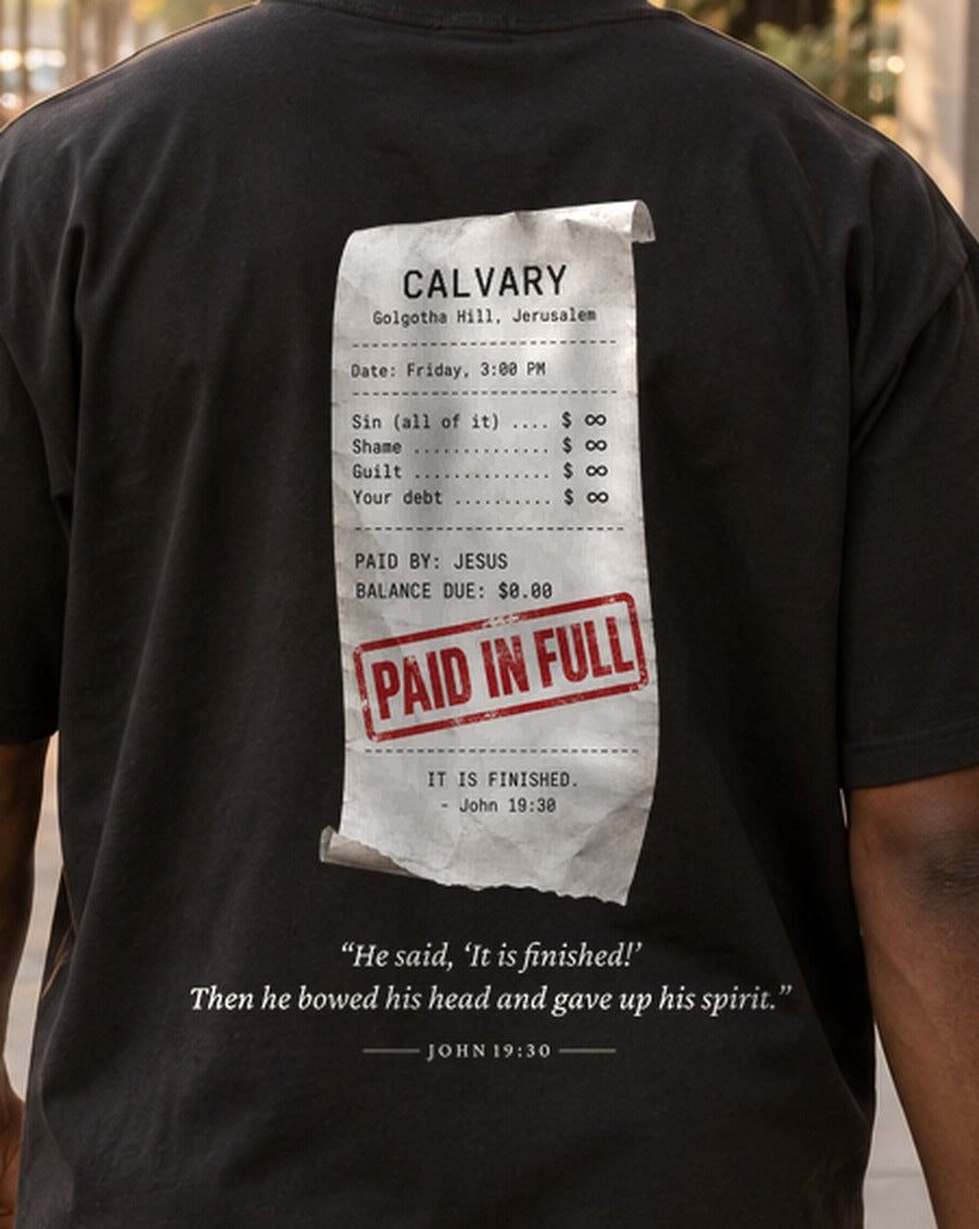 Paid in Full Receipt tee, close-up of the back print